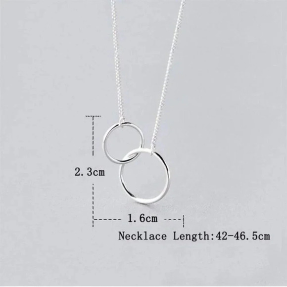 925 Sterling Silver Dainty Double Circle Necklace - Picture 5 of 5
